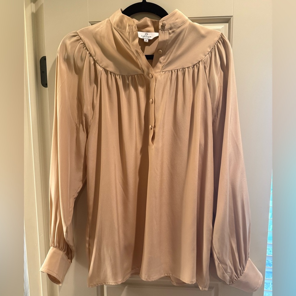 LaRoque 100% silk blush pink blouse M